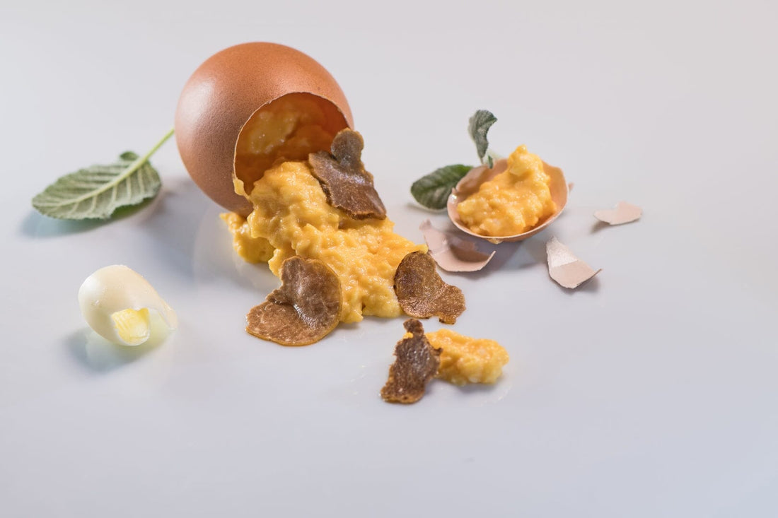 Frittata - scrambled eggs with White Lyophilized Truffles