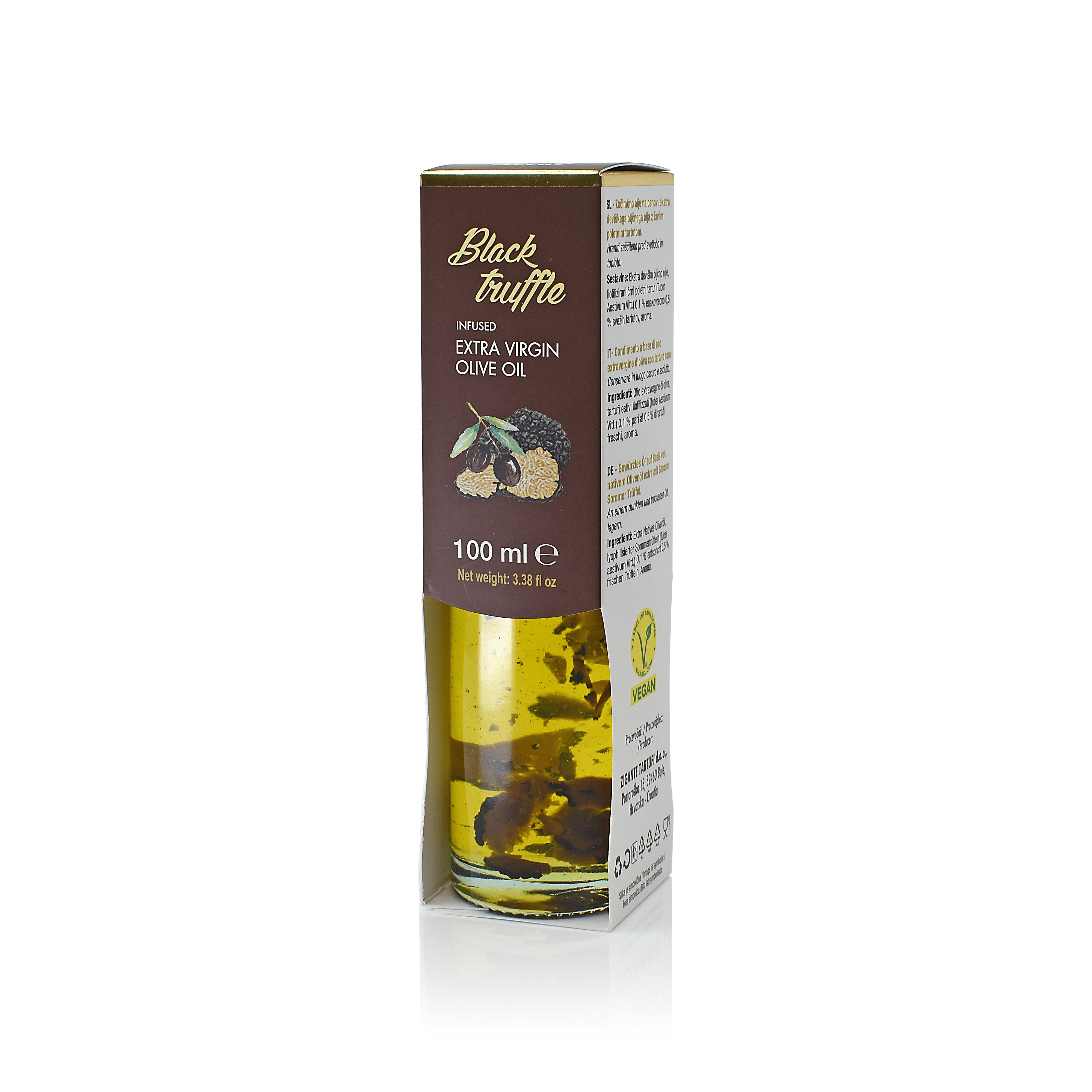 Black Truffle Extra Virgin Olive Oil with Truffle Pieces Olive oils Zigante Tartufi