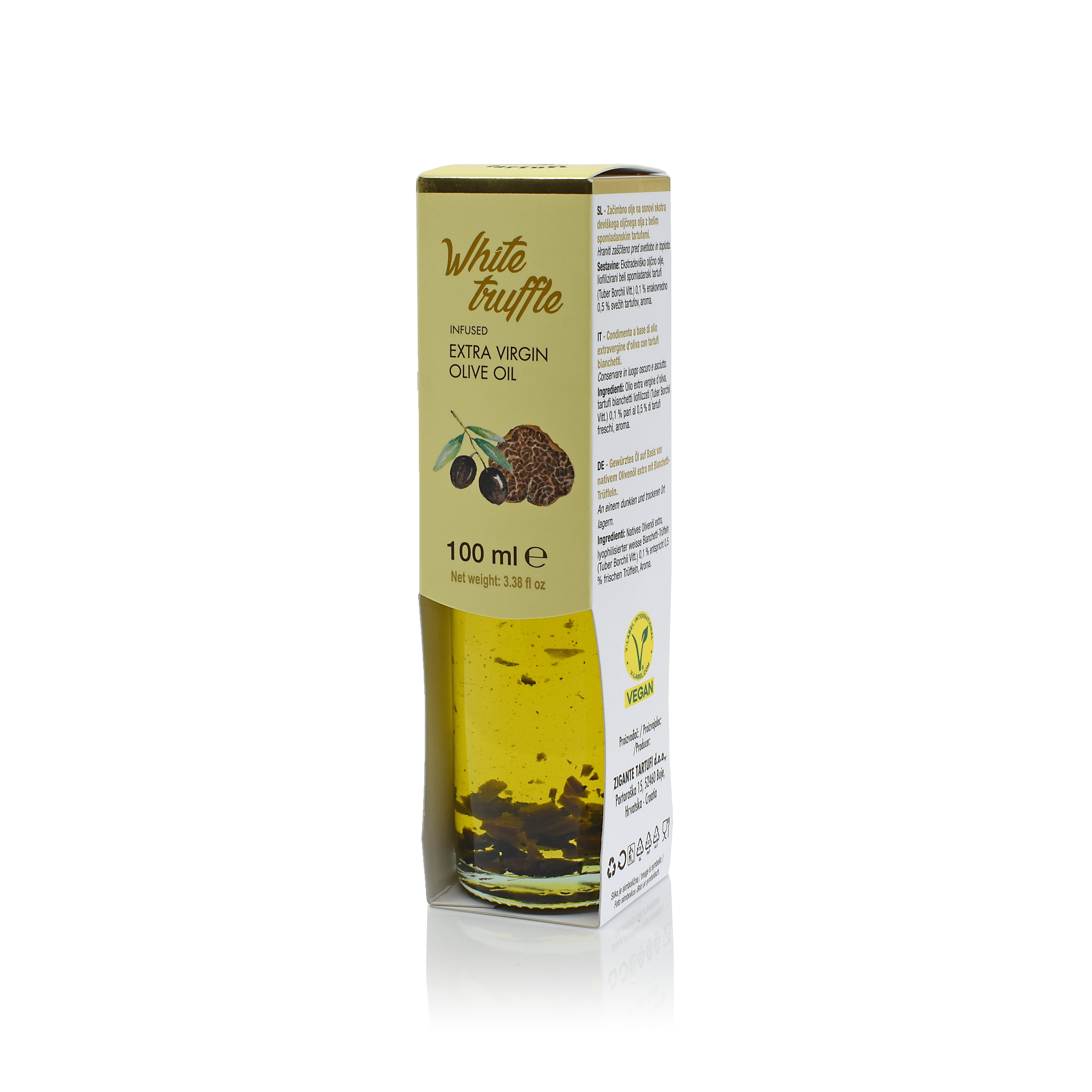 White Truffle Extra Virgin Olive Oil with Truffle Pieces Olive oils Zigante Tartufi