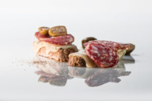 Cheese and salami with truffles